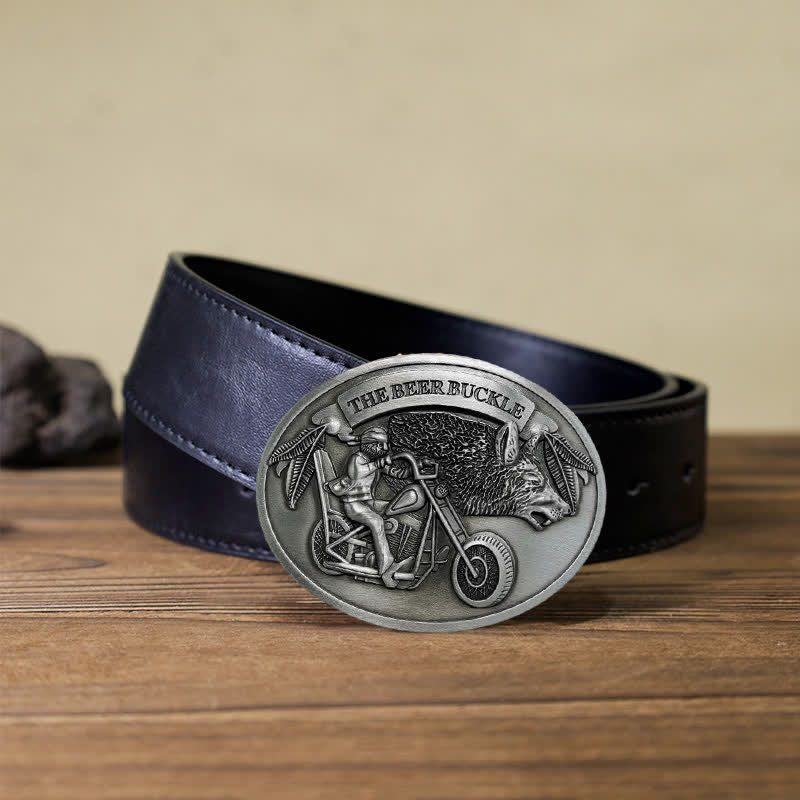 Ceinture en cuir avec boucle porte-bière créative pour moto pour homme