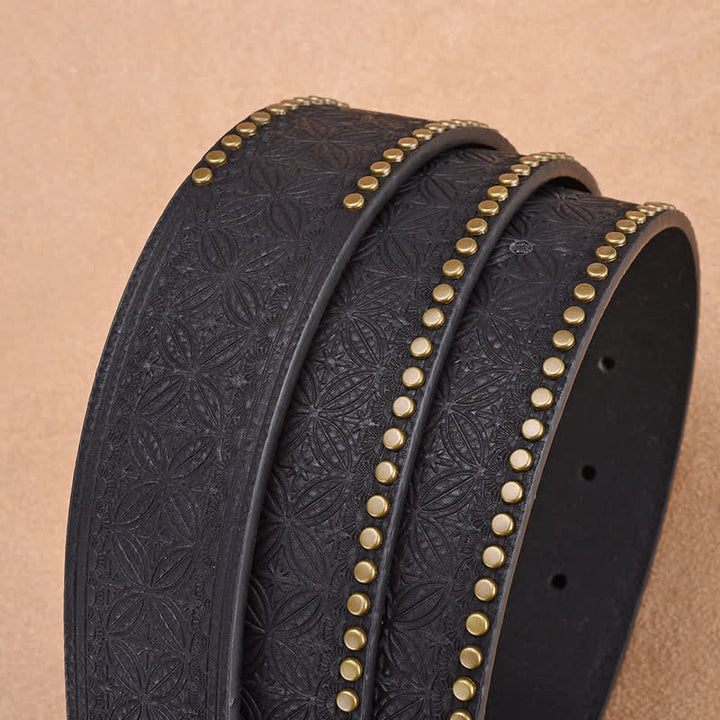 Ceinture en cuir avec boucle et rivets pour homme avec tête de taureau