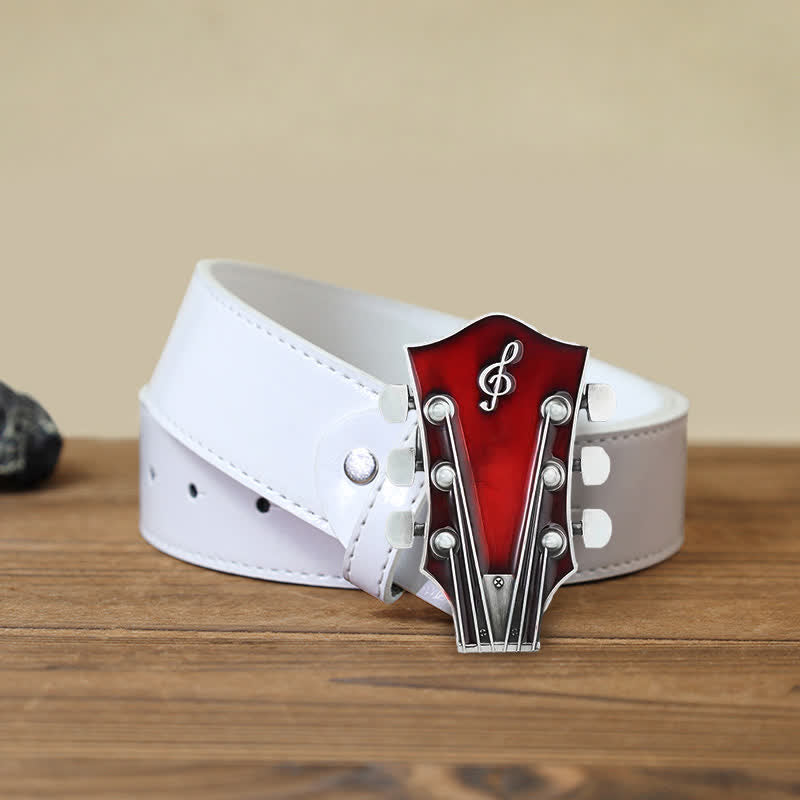 Ceinture en cuir avec boucle de tête de guitare musicale DIY pour homme
