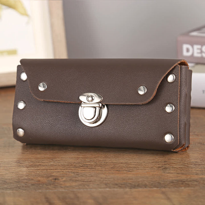Sac ceinture en cuir pour téléphone universel avec bouton décoratif à rivets
