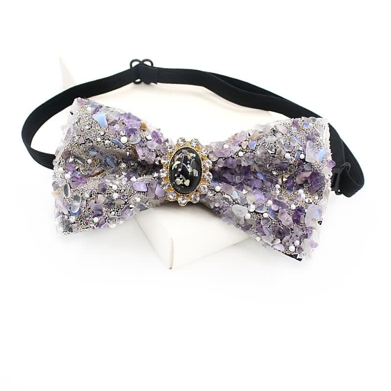 Nœud papillon pour homme avec perles colorées en pierre naturelle