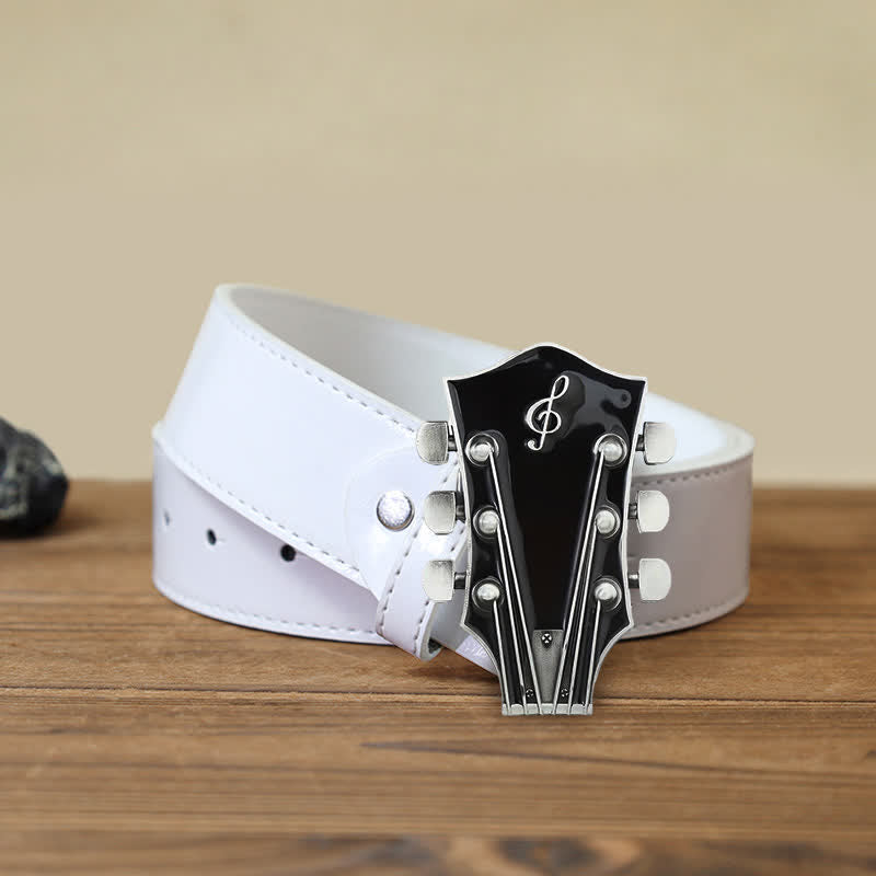 Ceinture en cuir avec boucle de tête de guitare musicale DIY pour homme