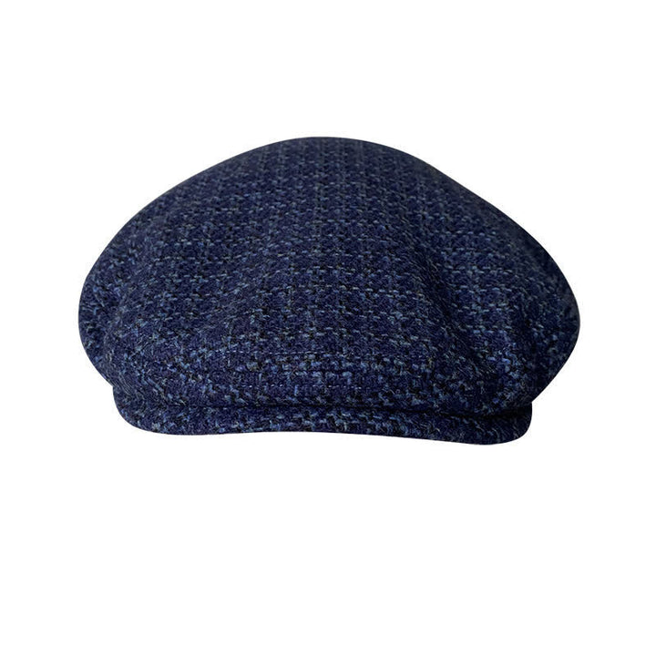 Casquette béret automne-hiver à carreaux bleu marine
