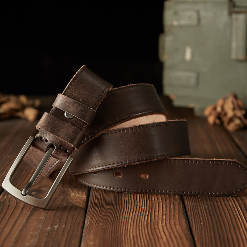 Ceinture en cuir de cow-boy texturée classique pour homme