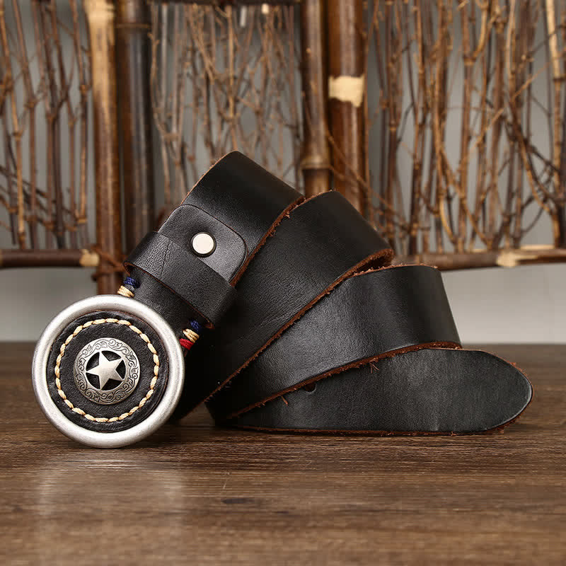 Ceinture en cuir épais vintage Pentacle pour homme