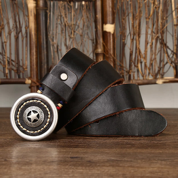 Ceinture en cuir épais vintage Pentacle pour homme