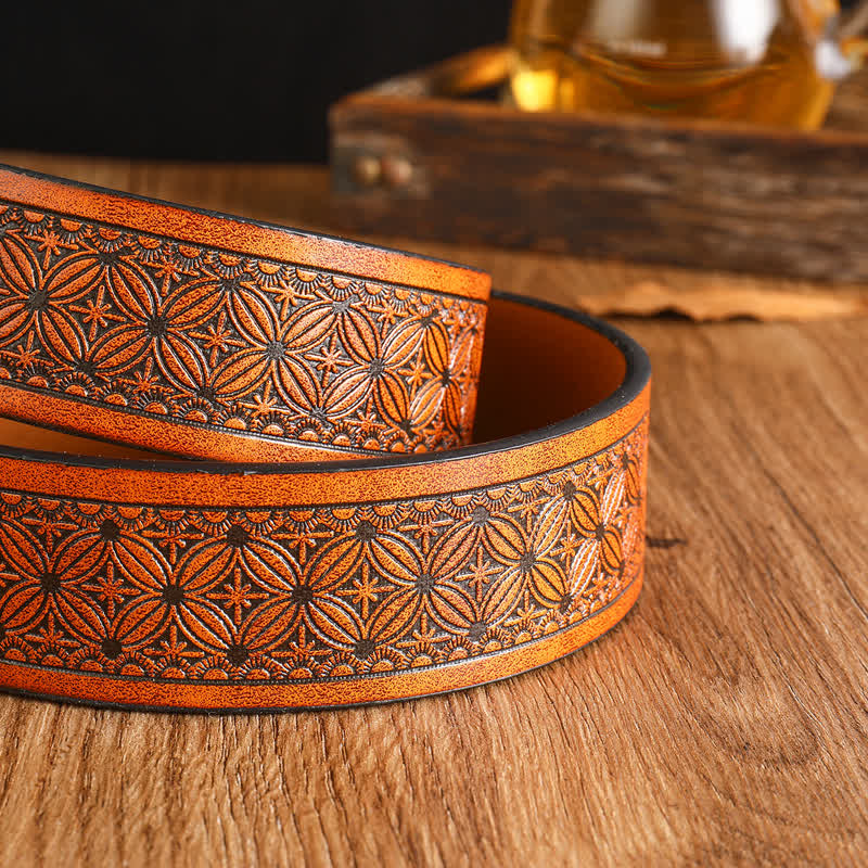 Ceinture en cuir noir argenté pour homme avec cheval au galop