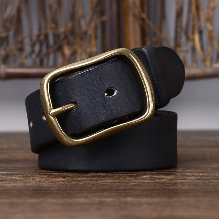 Ceinture en cuir de vachette pur épais vintage pour homme