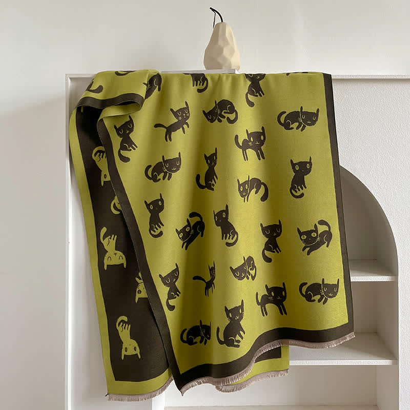 Écharpe grande taille pour femme, chaude et résistante au froid, avec imprimé chat