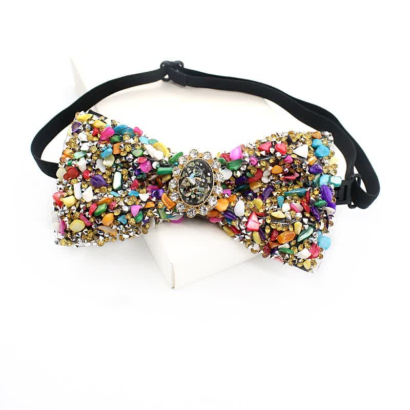 Nœud papillon pour homme avec perles colorées en pierre naturelle