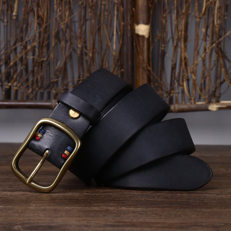Ceinture en cuir de vachette pur épais vintage pour homme