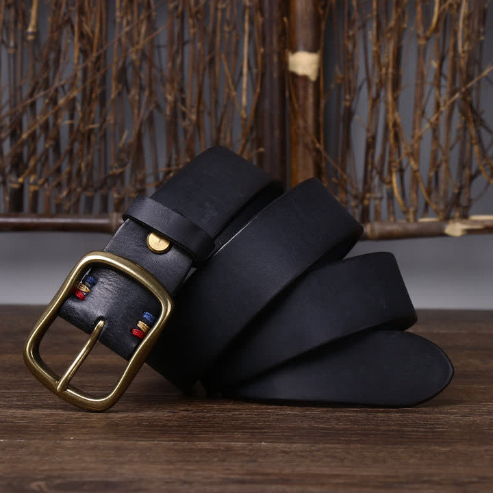 Ceinture en cuir de vachette pur épais vintage pour homme