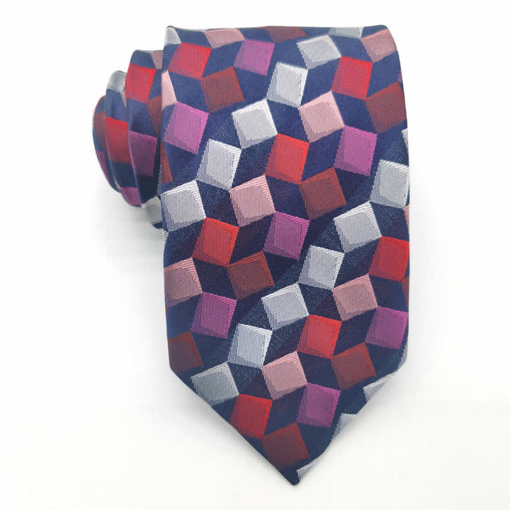 Cravate carrée en pure soie à motif géométrique coloré pour homme