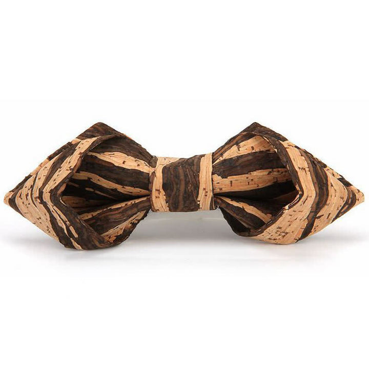 Nœud papillon pointu en liège et bois pour homme