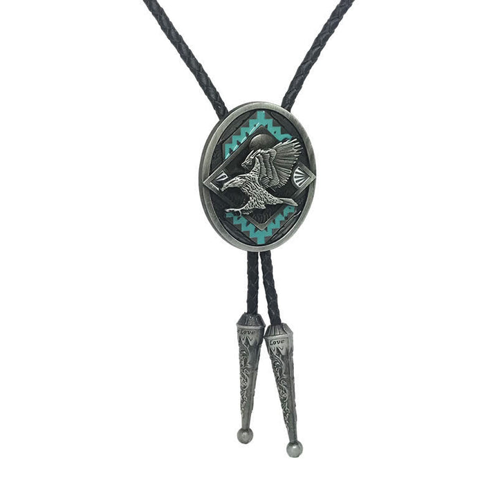 Cravate bolo tribale vintage western avec aigle volant
