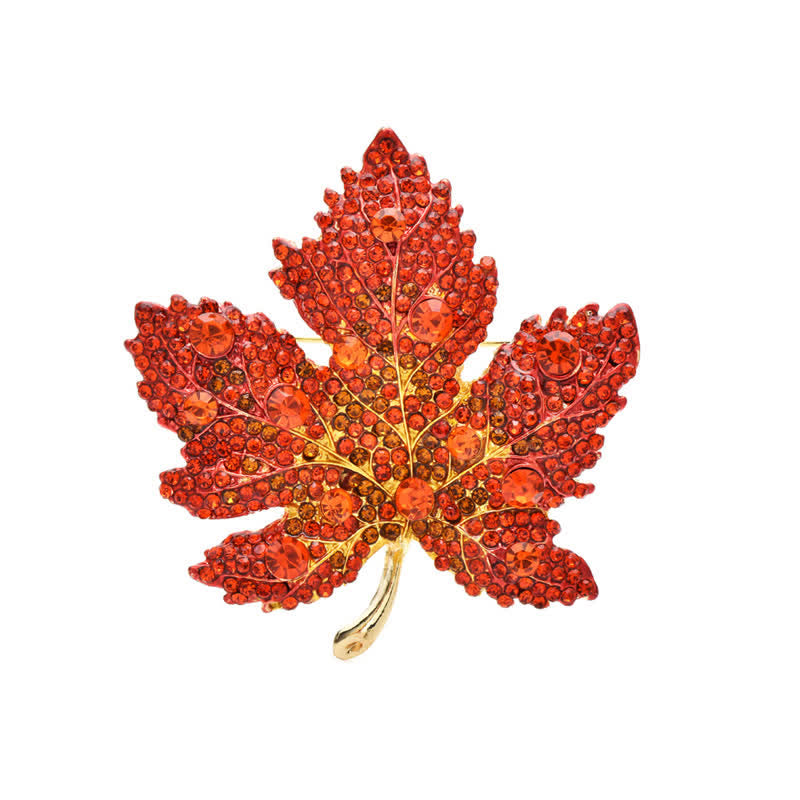 Broche feuille d'érable en cristal strass pour femme