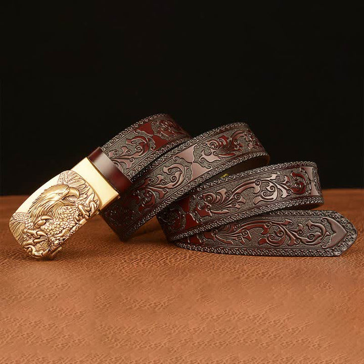 Ceinture en cuir véritable avec boucle aigle pour homme