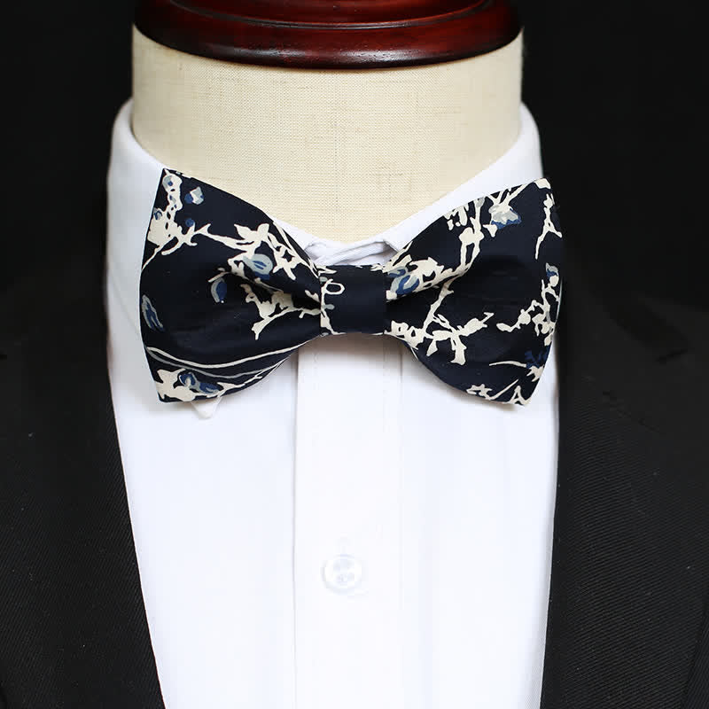 Nœud papillon graffiti bleu marine et blanc pour homme
