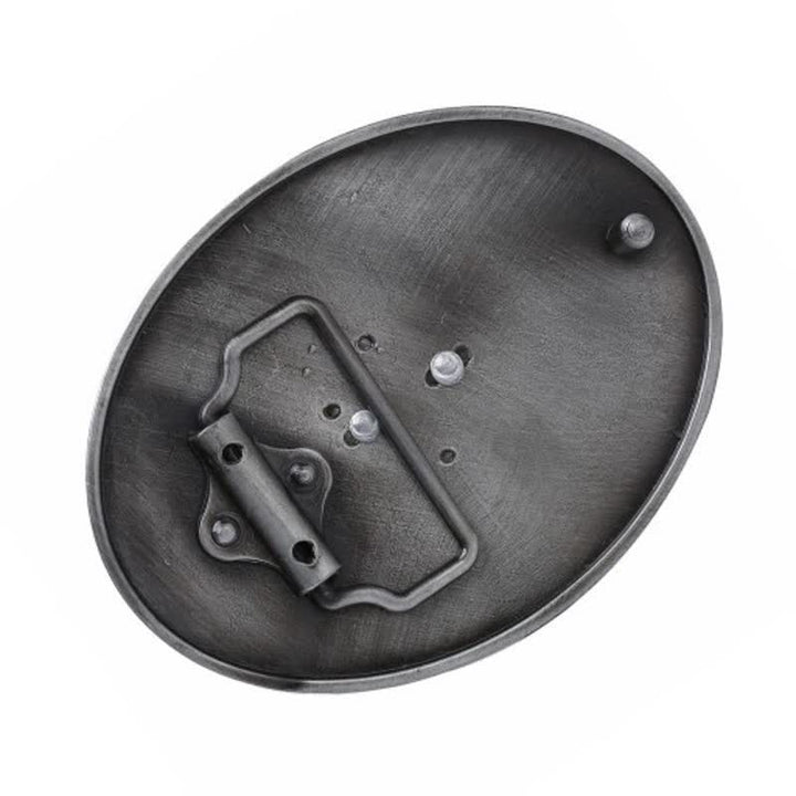 Ceinture en cuir à boucle tête de cerf noire pour homme