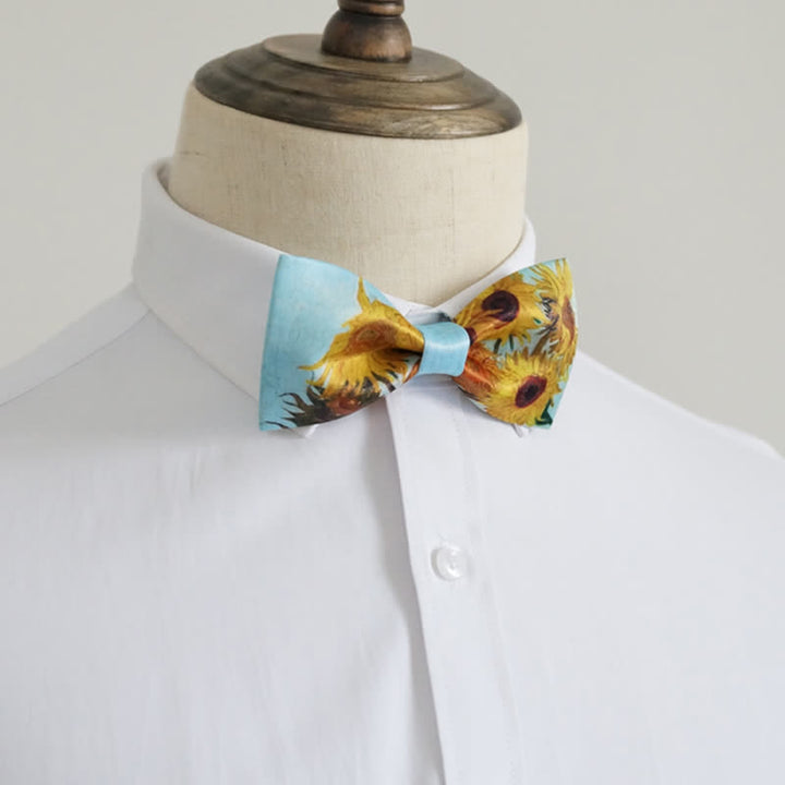 Nœud papillon pour homme représentant un vase de tournesols