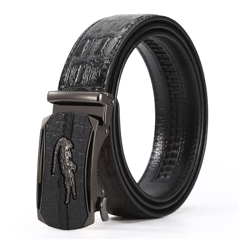 Ceinture en cuir à boucle en relief crocodile pour homme