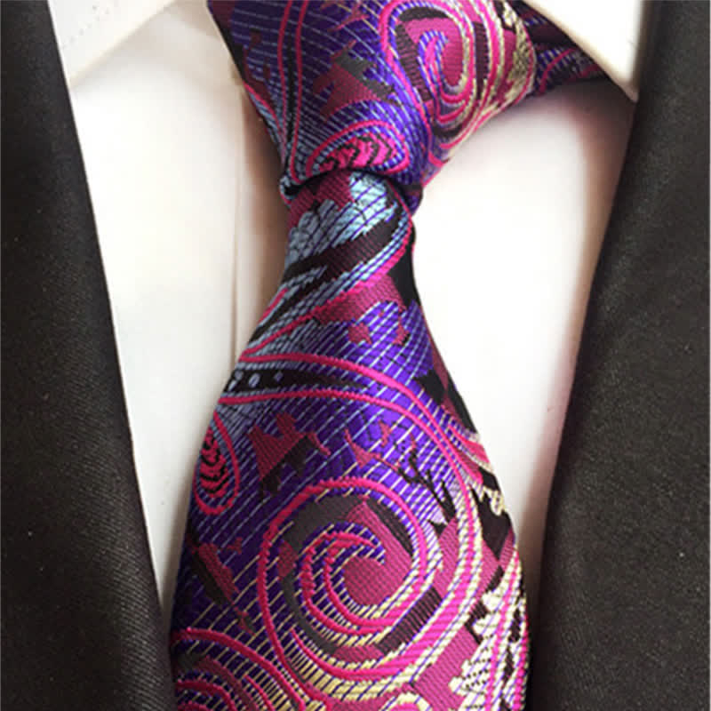 Cravate à motif cachemire distinctif magenta pour homme
