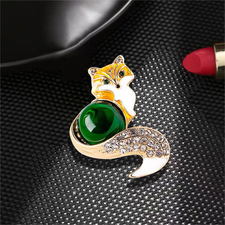 Broche renard en émail pour femme