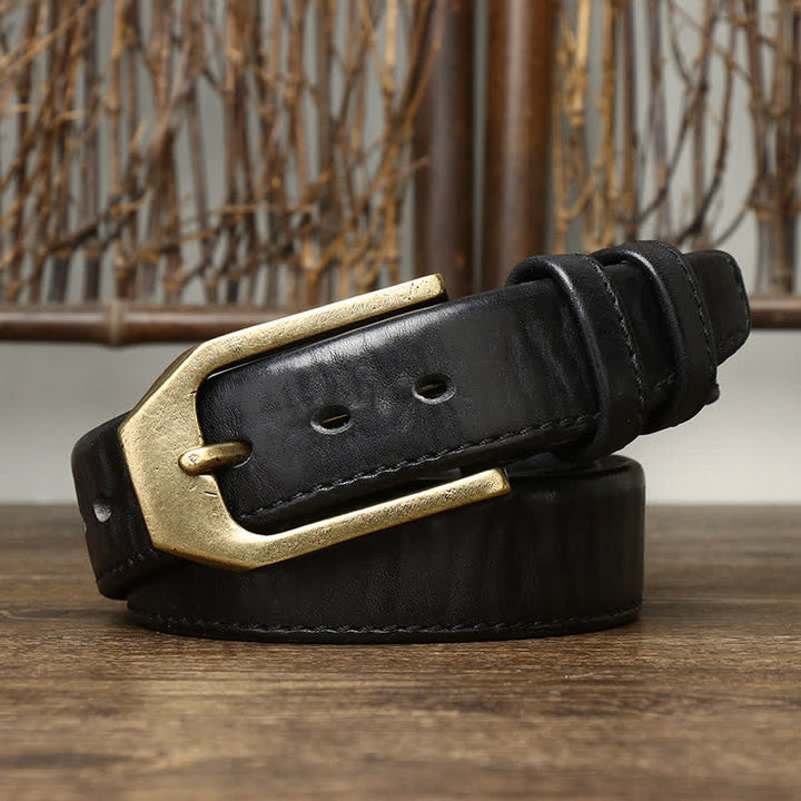 Ceinture en cuir brillant à boucle rectangulaire pour homme