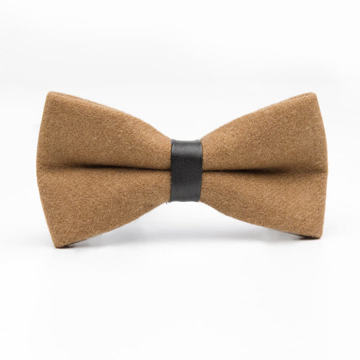 Noeud papillon en laine vintage de couleur unie pour homme