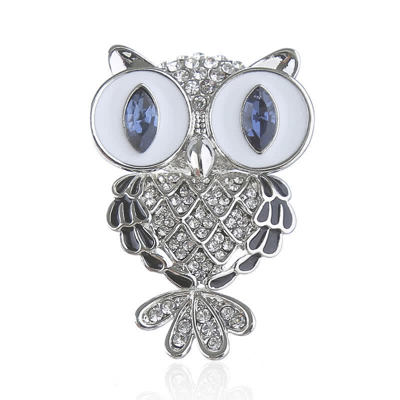 Broche Hibou Mystique aux Yeux Bleus pour Femme