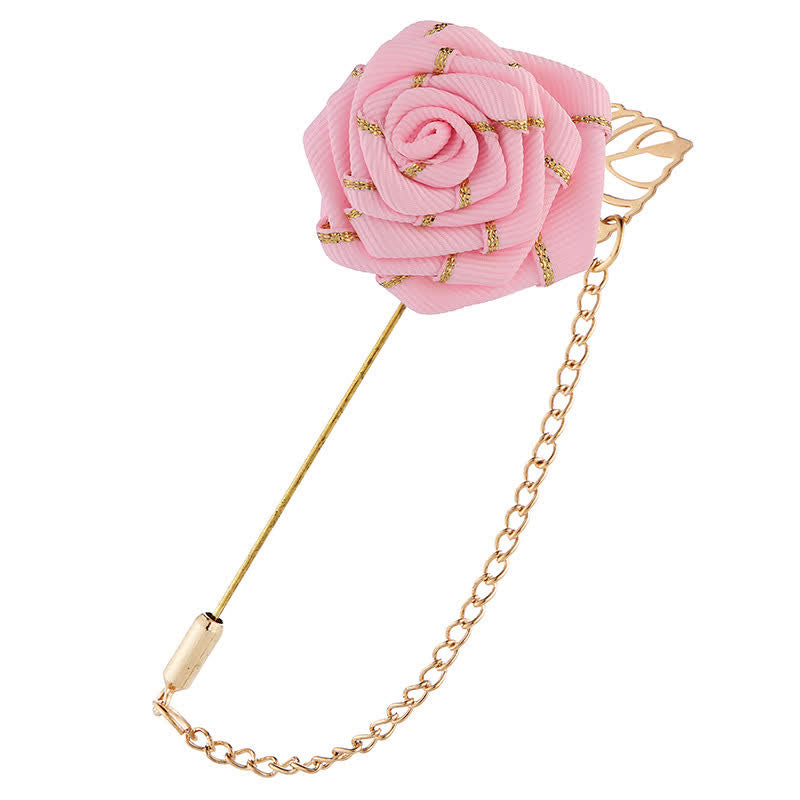 Broche chaîne camélia florale pour homme