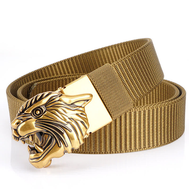 Ceinture en nylon à tête de tigre rugissante pour homme