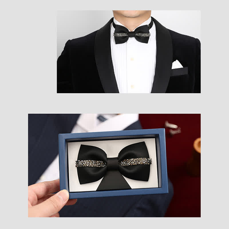 Nœud papillon de marié à chaîne brillante pour homme