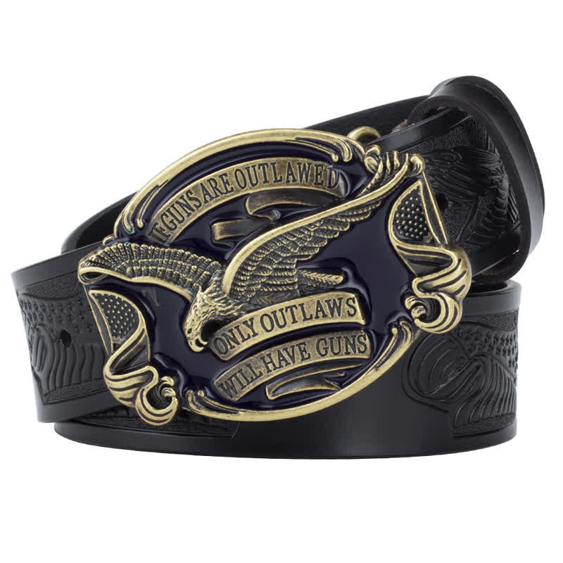 Ceinture en cuir pour homme avec drapeau américain Soaring Eagle