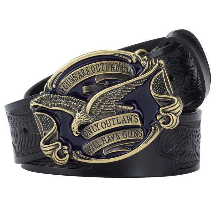 Ceinture en cuir pour homme avec drapeau américain Soaring Eagle
