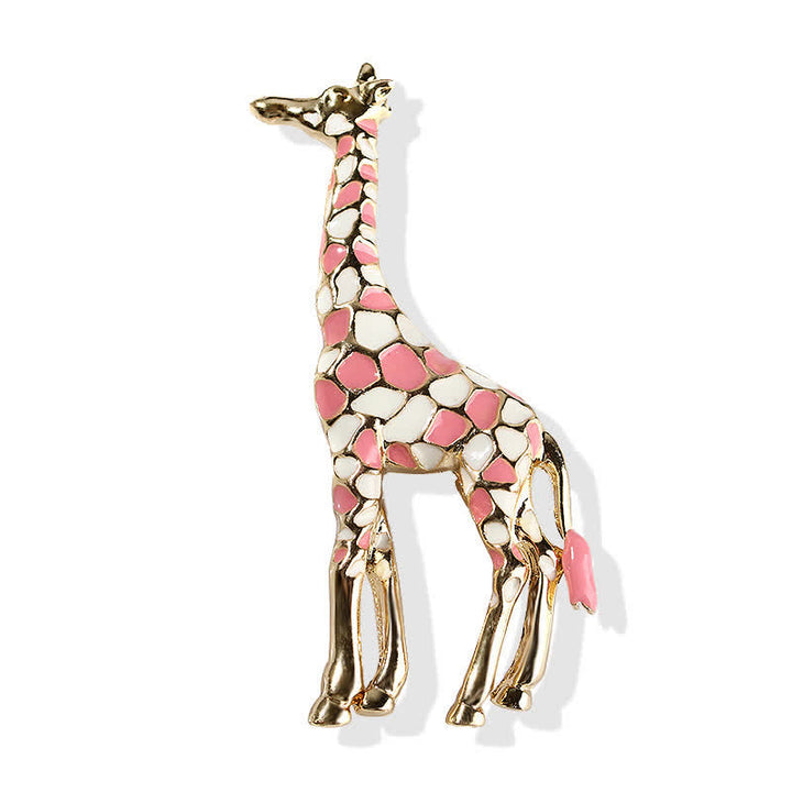 Broche girafe en émail brillant pour femme
