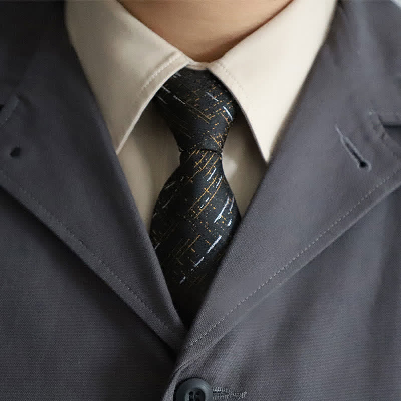 Cravate élégante à fermeture éclair pour homme, motif cachemire rayé - Rayé noir - image 9