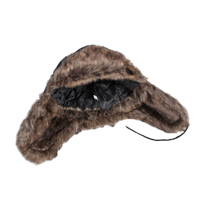 Chapeau de trappeur en similicuir doux et moelleux avec protection des oreilles