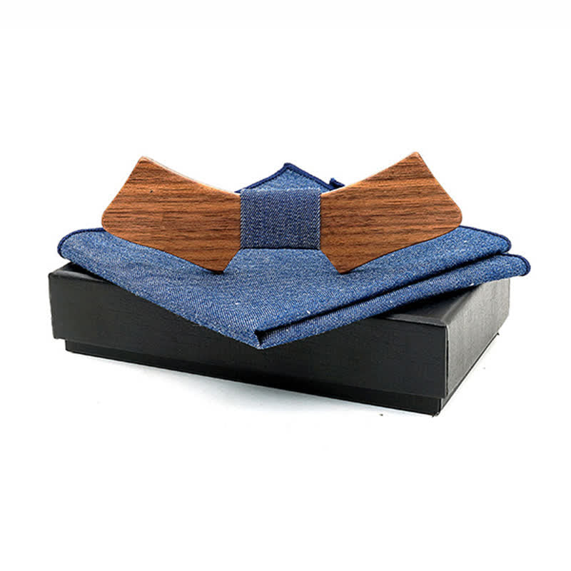 Lot de 2 noeuds papillon en bois en forme de col pour homme