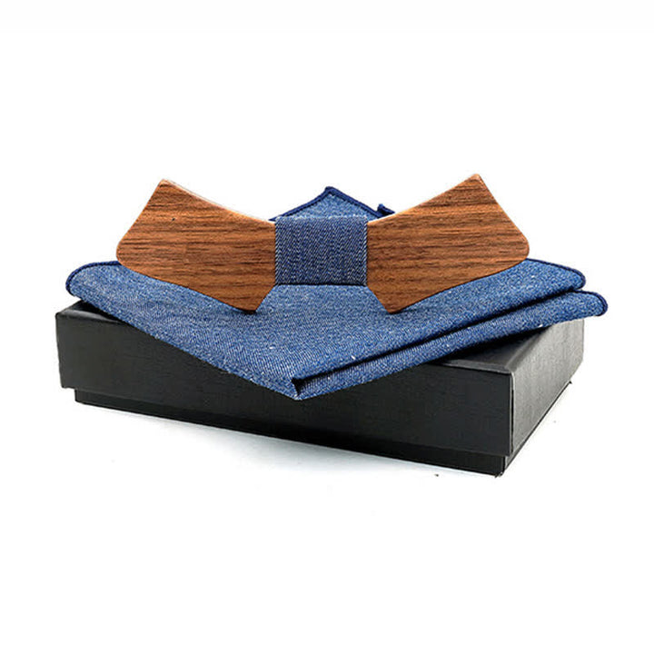 Lot de 2 noeuds papillon en bois en forme de col pour homme