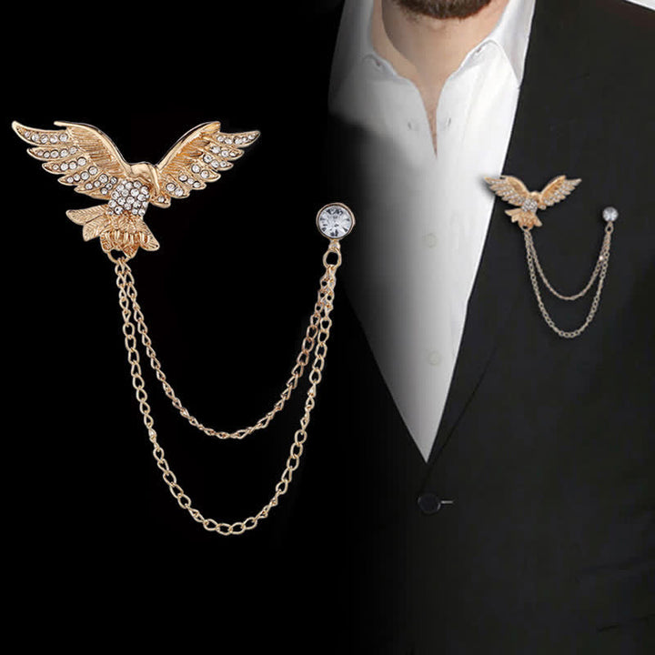 Broche chaîne aigle volant pour homme