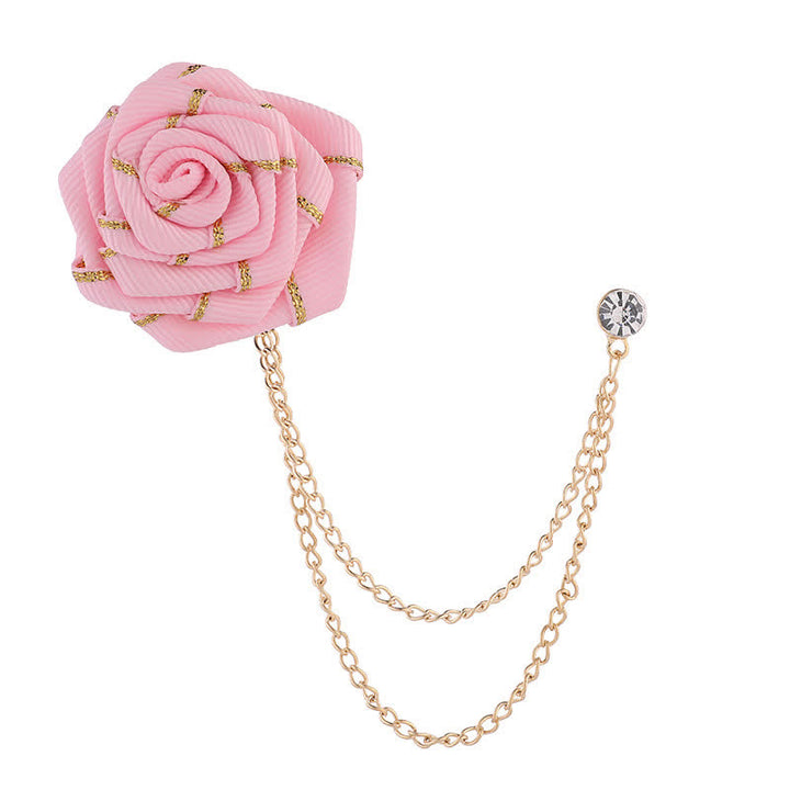 Charmante broche à chaîne en forme de rose florale pour homme