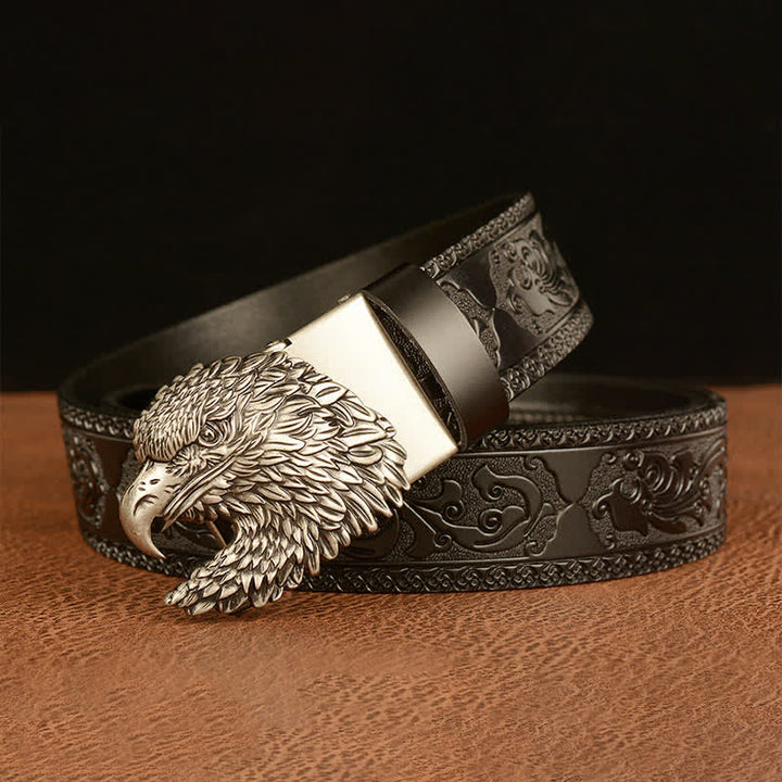 Ceinture en cuir à tête d'aigle tridimensionnelle pour homme
