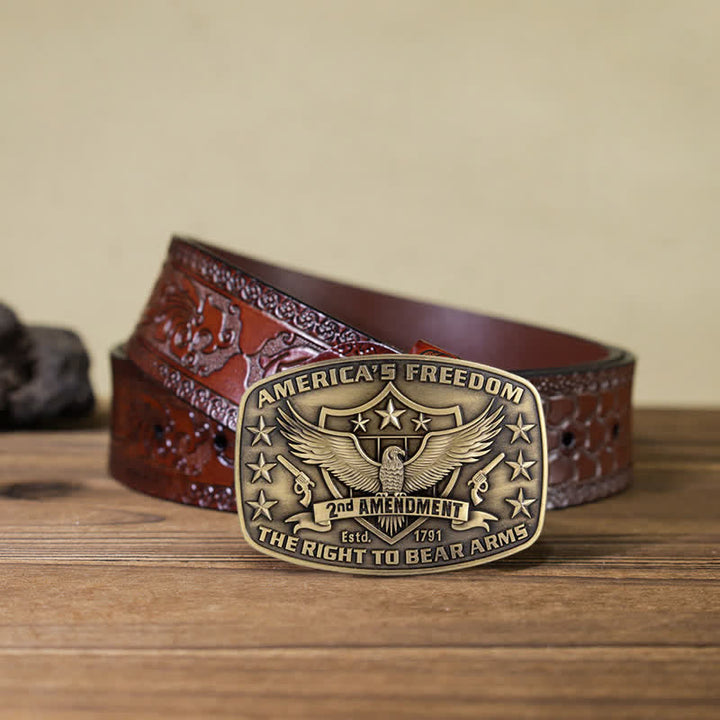 Ceinture en cuir à boucle pour homme avec motif Eagle America's Freedom