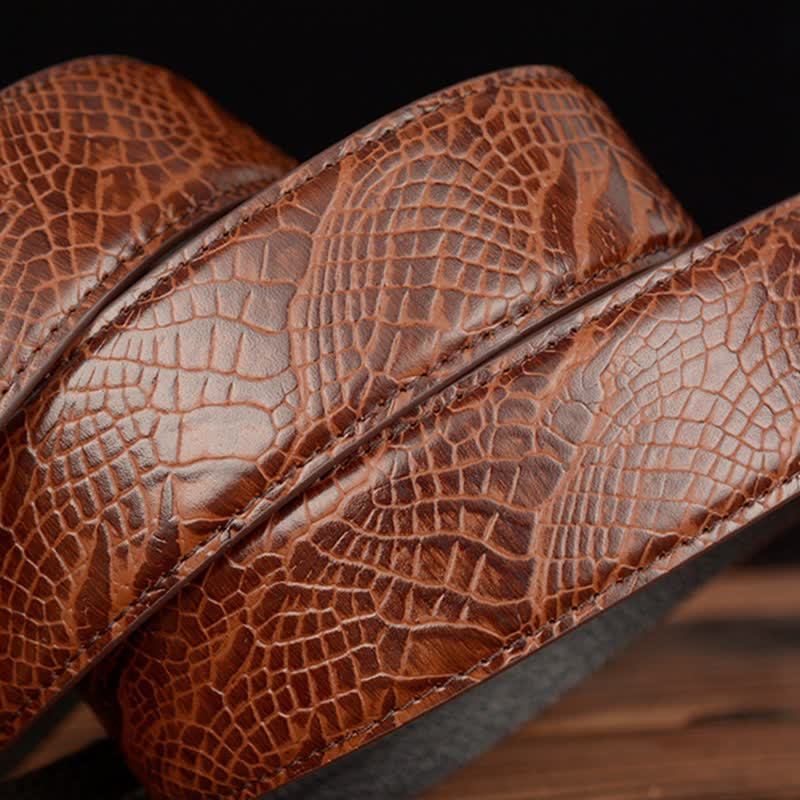 Ceinture en cuir à motif crocodile pour homme, motif Pack Of Wolves