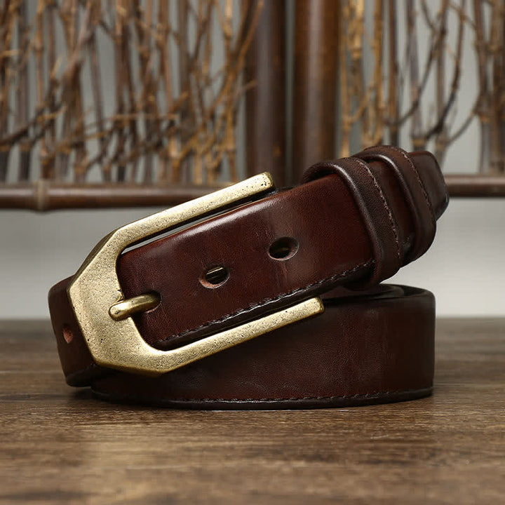 Ceinture en cuir brillant à boucle rectangulaire pour homme