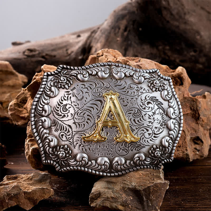 Ceinture en cuir à boucle initiale pour homme avec lettres de l'alphabet - A - Sans ceinture - image 1