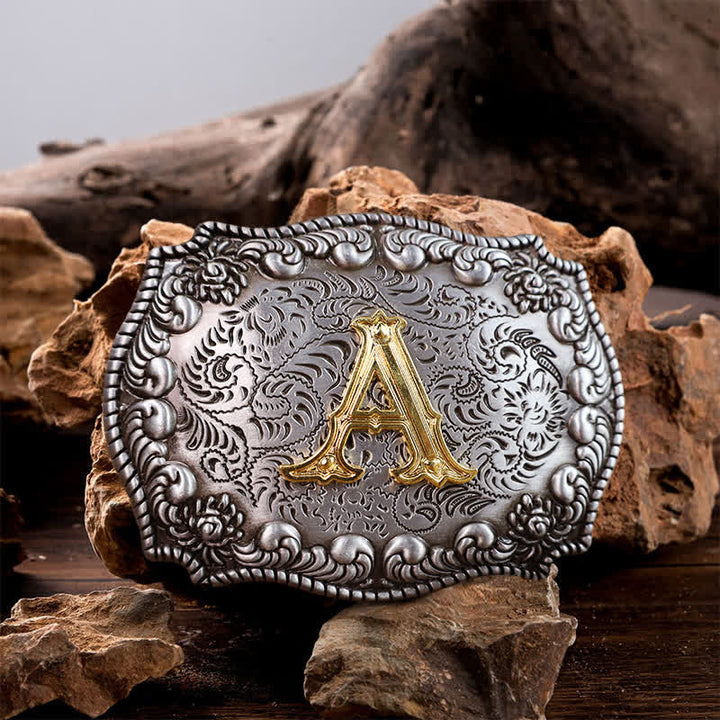 Ceinture en cuir à boucle initiale pour homme avec lettres de l'alphabet - A - Sans ceinture - image 1