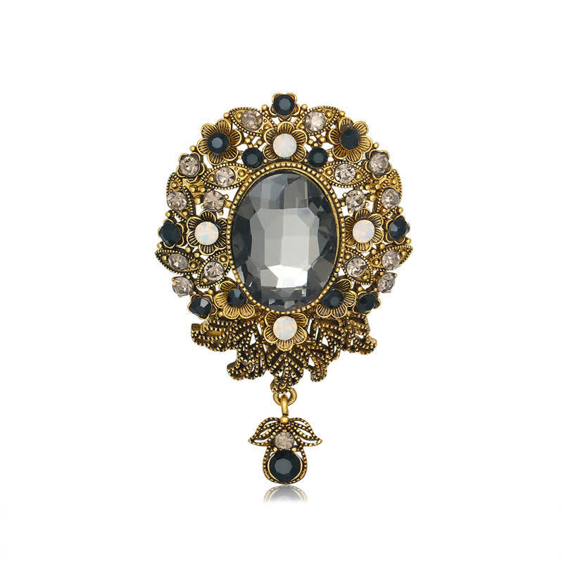 Broche ronde en cristal Boheimia pour femme avec goutte d'eau