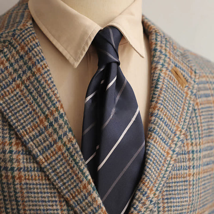 Cravate rayée classique pour homme, idéale pour le bureau - Marine - image 19